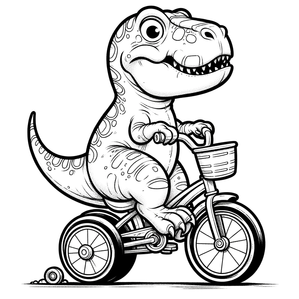 Coloriage T-rex vélo